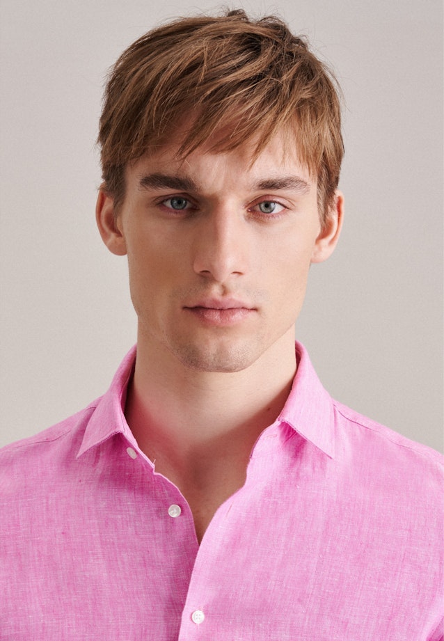 Leinen Business Hemd in Slim mit Kentkragen in Rosa/Pink |  Seidensticker Onlineshop