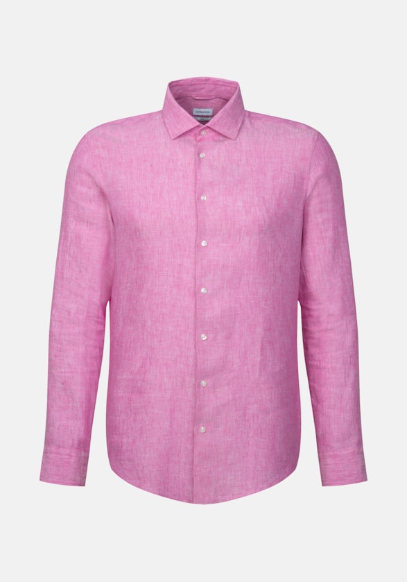 Leinen Business Hemd in Slim mit Kentkragen in Rosa/Pink |  Seidensticker Onlineshop
