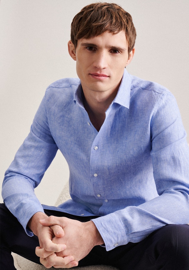 Chemise Business Shaped Lin Col Kent in Bleu Clair |  Seidensticker Onlineshop