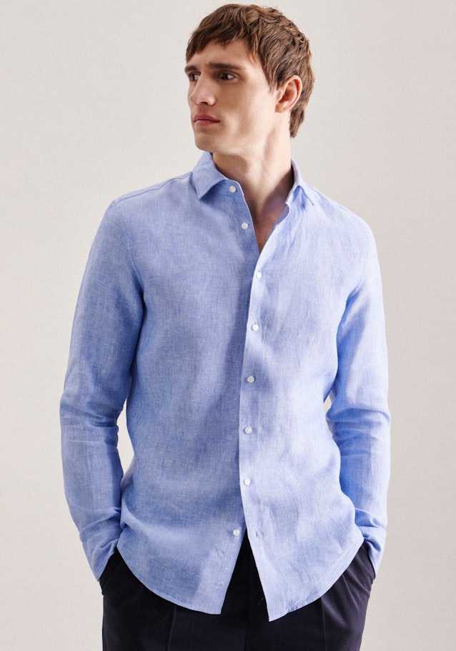 Chemise Business Shaped Lin Col Kent in Bleu Clair |  Seidensticker Onlineshop