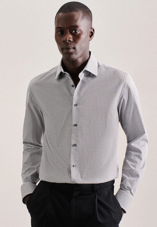 Shaped Business shirt Check in Grey |  Seidensticker Onlineshop