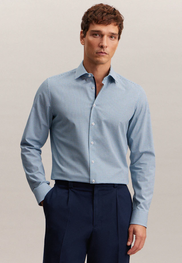 Shaped Chemise d'affaires carreaux in Turquoise |  Seidensticker Onlineshop