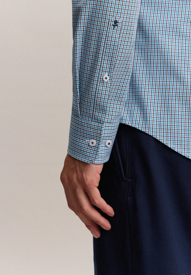 Shaped Chemise d'affaires carreaux in Turquoise |  Seidensticker Onlineshop