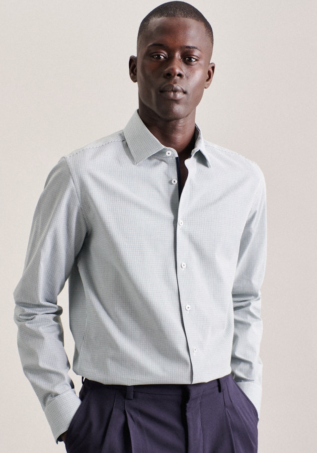 Non-iron Poplin Business Shirt in X-Slim with Kent-Collar in Green | Seidensticker Onlineshop