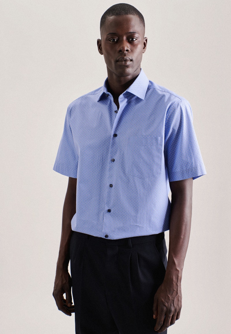 Poplin Short Arm Business Shirt in Regular with Kent-Collar