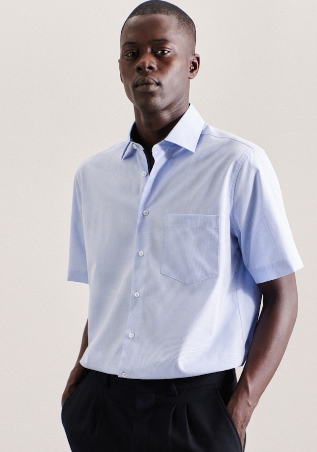 Non-iron Poplin Short Arm Business Shirt in Regular with Kent-Collar in Light Blue | Seidensticker Onlineshop