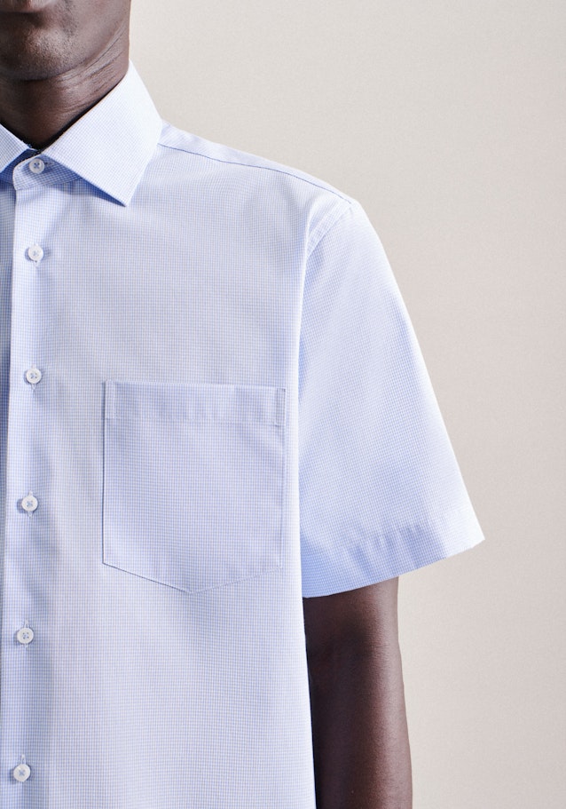 Non-iron Poplin Short Arm Business Shirt in Regular with Kent-Collar in Light Blue |  Seidensticker Onlineshop