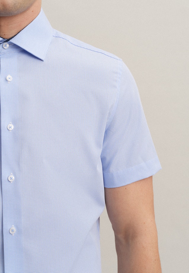 Non-iron Popeline korte arm Business overhemd in Shaped with Kentkraag in Lichtblauw |  Seidensticker Onlineshop