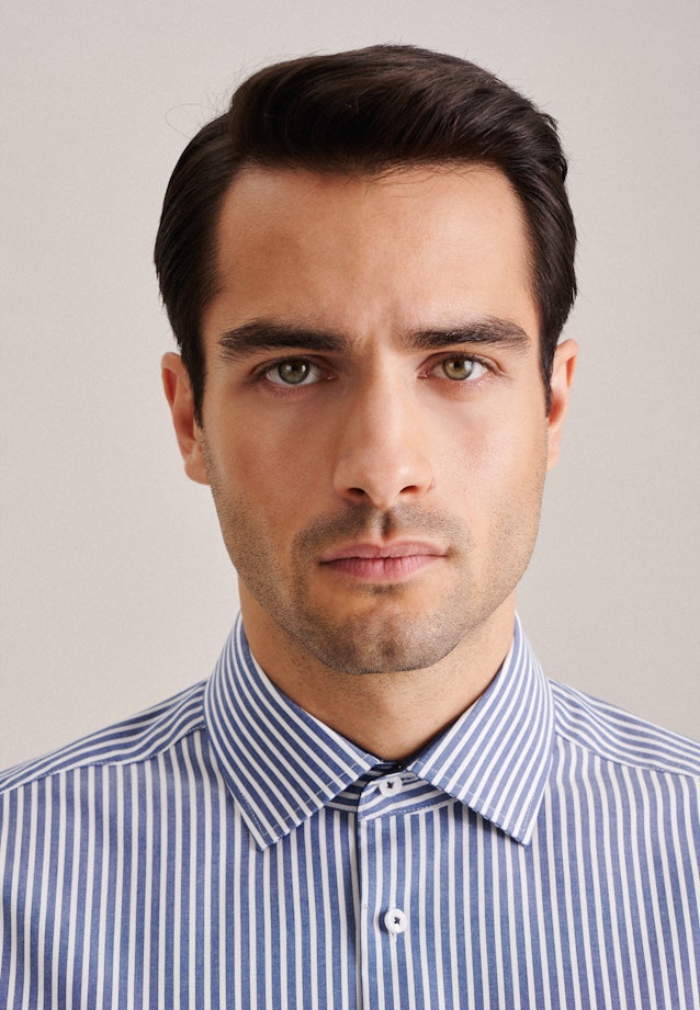 Regular Business Hemd Streifen in Mittelblau |  Seidensticker Onlineshop