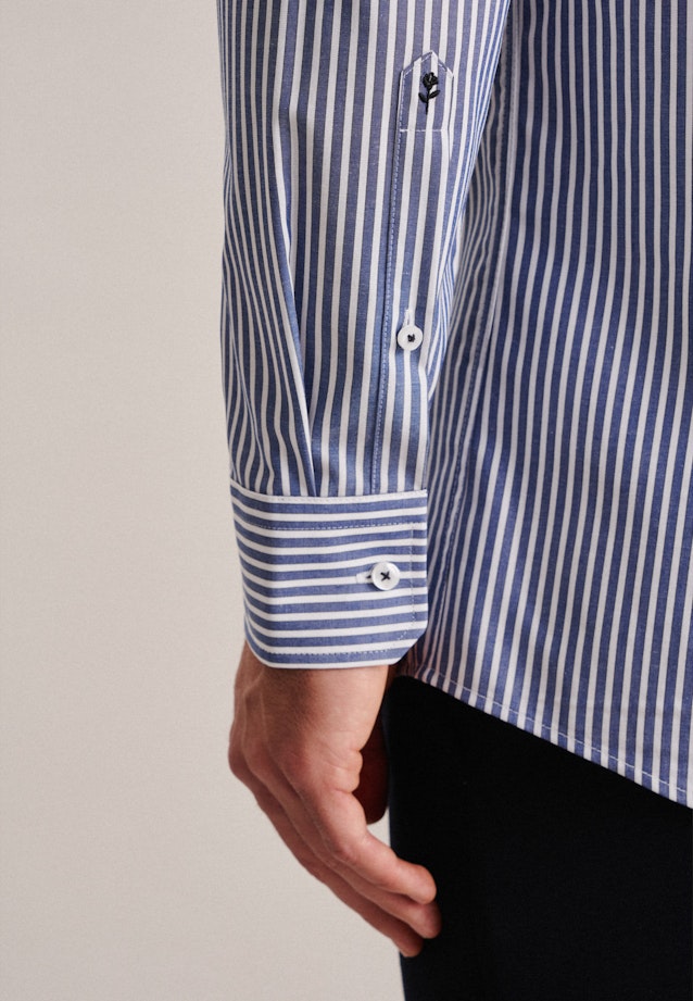 Regular Business Hemd Streifen in Mittelblau |  Seidensticker Onlineshop