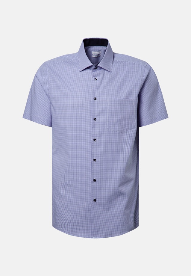 Bügelfreies Popeline Kurzarm Business Hemd in Regular mit Kentkragen in Mittelblau |  Seidensticker Onlineshop