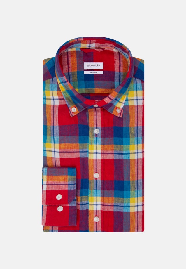 Leinen Business Hemd in Regular mit Button-Down-Kragen in Rot |  Seidensticker Onlineshop