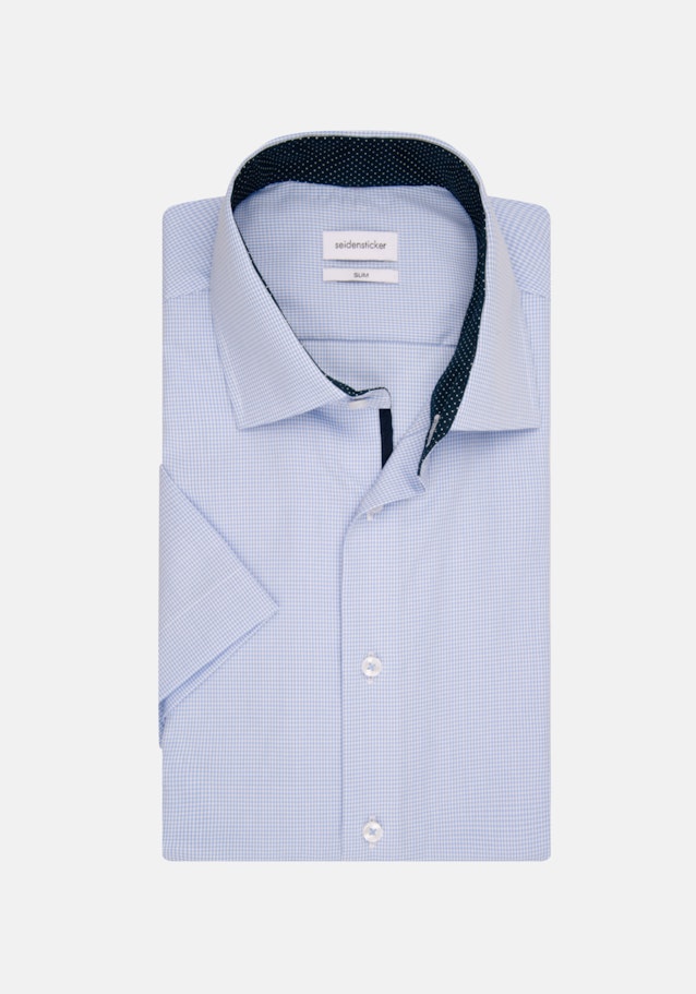 Non-iron Poplin Short sleeve Business Shirt in Slim with Kent-Collar in Light Blue |  Seidensticker Onlineshop