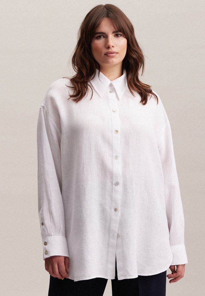 Grande taille Collar Long Blouse in White | Seidensticker Onlineshop