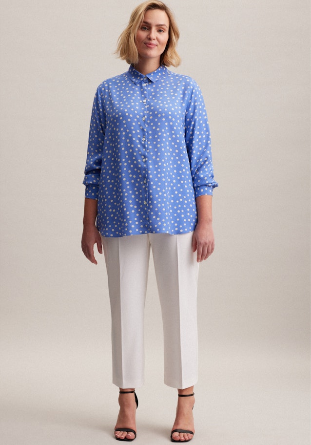 Grande taille Kraag Shirtblouse in Middelmatig Blauw |  Seidensticker Onlineshop