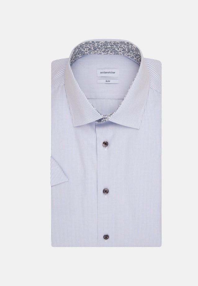 Non-iron Poplin Short sleeve Business Shirt in Slim with Kent-Collar in Light Blue |  Seidensticker Onlineshop