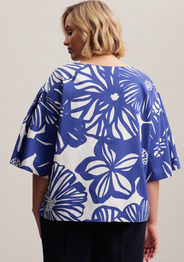 Grande taille Ronde Hals Shirtblouse in Middelmatig Blauw |  Seidensticker Onlineshop