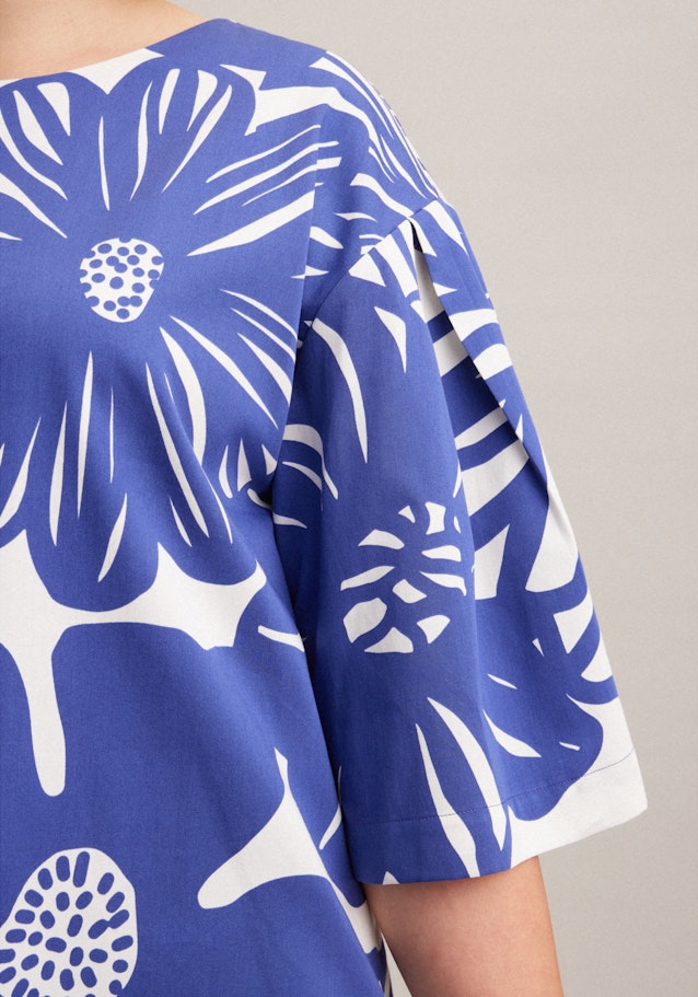 Grande taille Ronde Hals Shirtblouse in Middelmatig Blauw |  Seidensticker Onlineshop