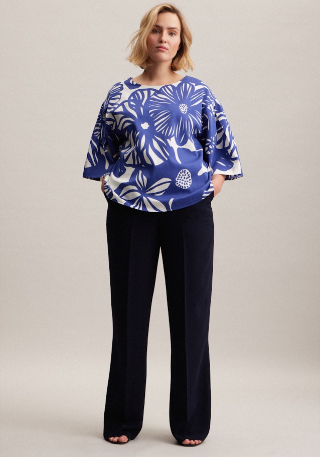 Grande taille Crew Neck Shirt Blouse in Medium Blue |  Seidensticker Onlineshop