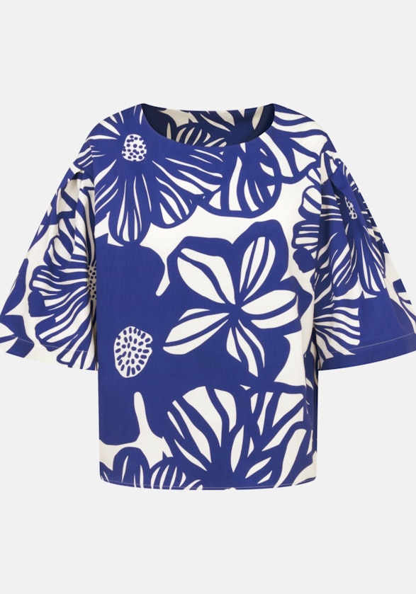 Curvy Rundhals Shirtbluse Regular Fit in Mittelblau |  Seidensticker Onlineshop