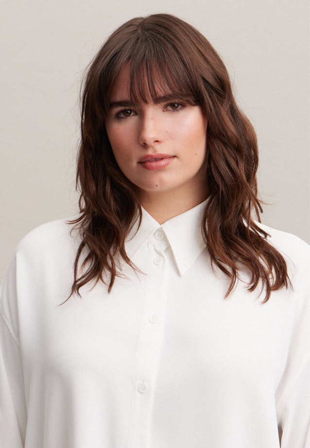 Grande taille Collar Long Blouse in White |  Seidensticker Onlineshop