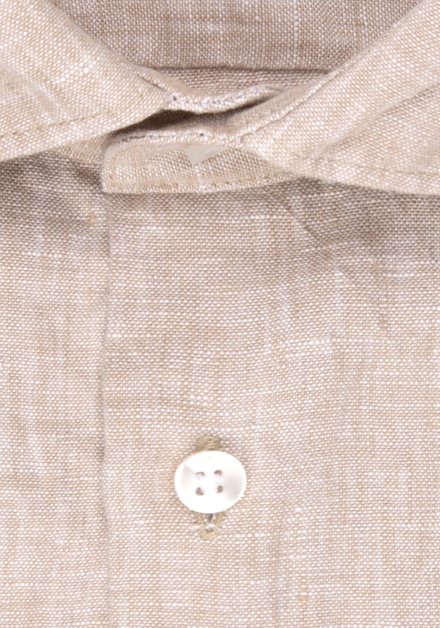 Linen Short sleeve Business Shirt in Regular with Kent-Collar in Brown |  Seidensticker Onlineshop