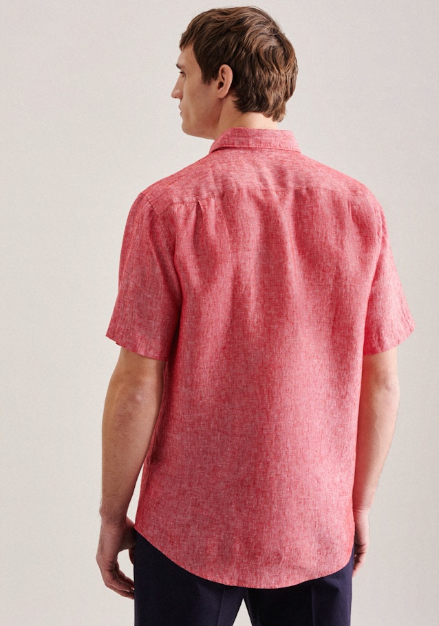 Linen Short sleeve Business Shirt in Regular fit with Kent-Collar in Red | Seidensticker Onlineshop