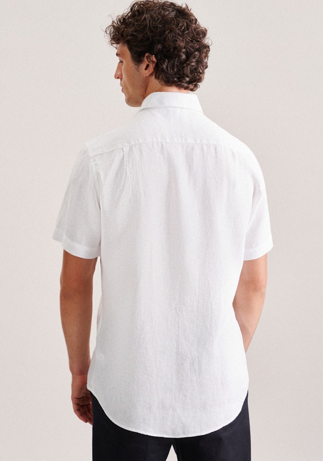Linen Short sleeve Business Shirt in Regular fit with Kent-Collar in White | Seidensticker Onlineshop