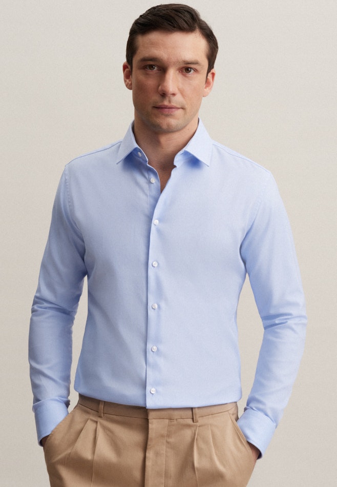 Easy-iron Twill Business Shirt in X-Slim with Kent-Collar in Light Blue | Seidensticker online shop