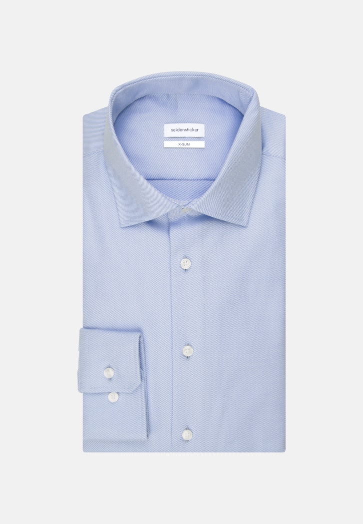 Bügelleichtes Twill Business Hemd in X-Slim mit Kentkragen