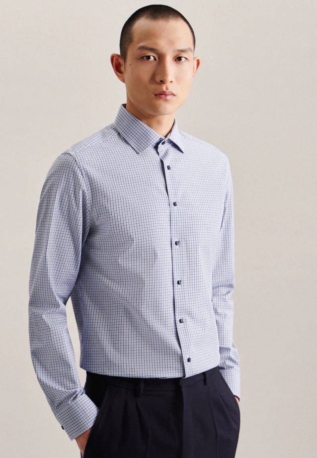X-Slim Chemise d'affaires carreaux in Bleu Foncé |  Seidensticker Onlineshop