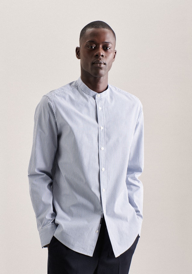 Chemise casual in Regular with Col Montant in Bleu Clair | Seidensticker Onlineshop