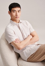 Linen Short sleeve Business Shirt in Slim with Kent-Collar in Brown |  Seidensticker Onlineshop