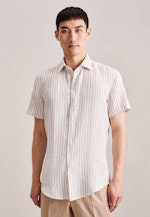 Linen Short sleeve Business Shirt in Slim with Kent-Collar in Brown |  Seidensticker Onlineshop