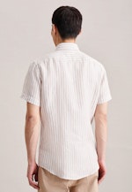 Linen Short sleeve Business Shirt in Slim with Kent-Collar in Brown |  Seidensticker Onlineshop