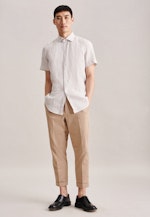 Linen Short sleeve Business Shirt in Slim with Kent-Collar in Brown |  Seidensticker Onlineshop