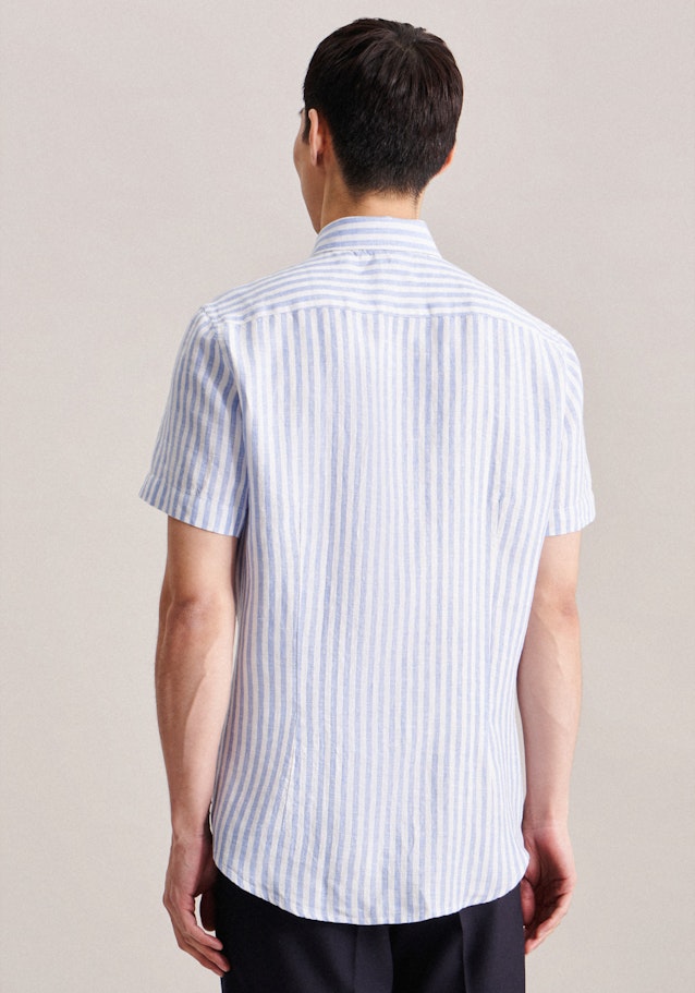 Linen Short sleeve Business Shirt in Slim with Kent-Collar in Light Blue | Seidensticker Onlineshop