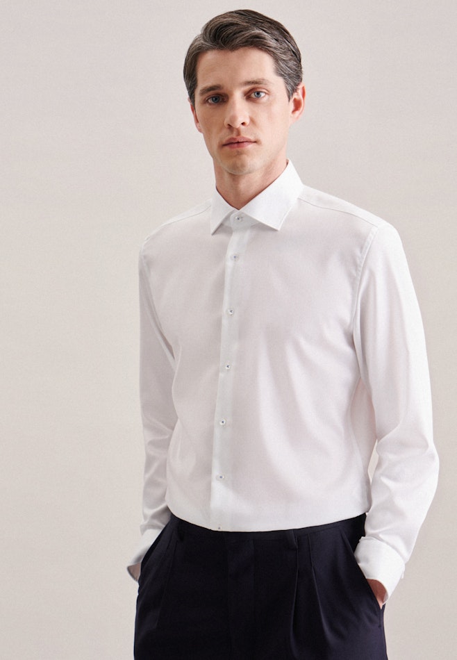 Non-iron Twill Business Shirt in Slim with Kent-Collar in White | Seidensticker online shop