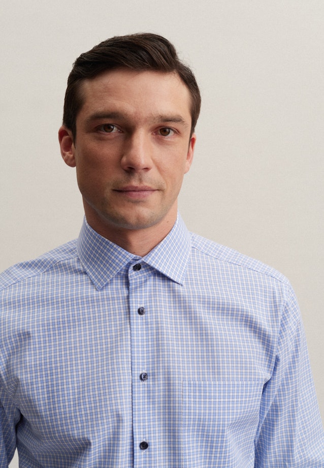 Regular Business Hemd Karo in Hellblau |  Seidensticker Onlineshop