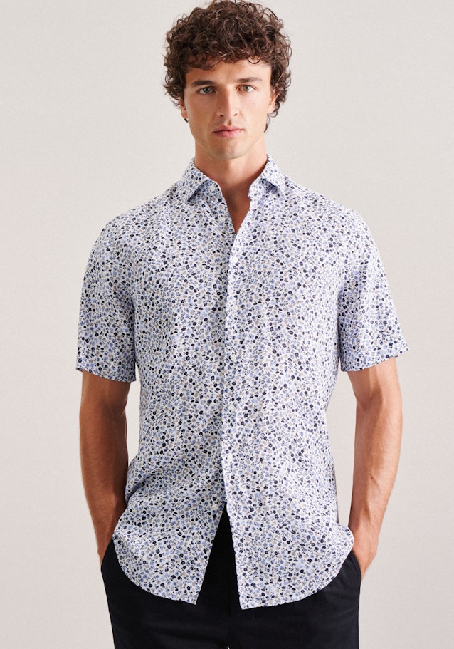 Linen Short Arm Business Shirt in Regular with Kent-Collar in Brown | Seidensticker Onlineshop