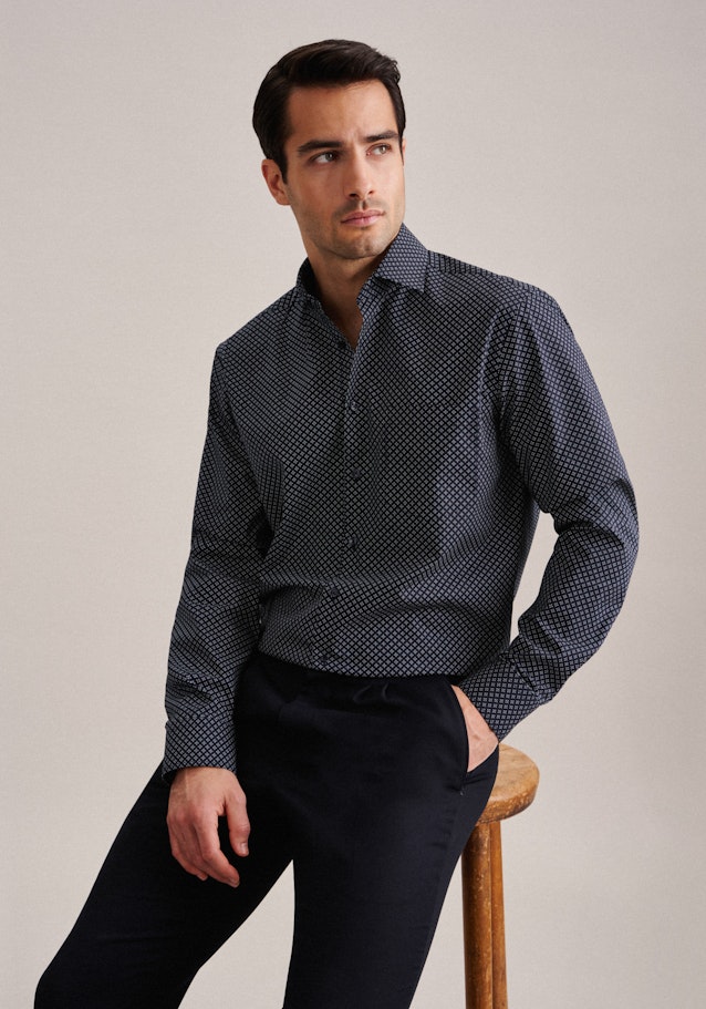 Business Shirt in Regular with Kent-Collar in Dark Blue | Seidensticker Onlineshop