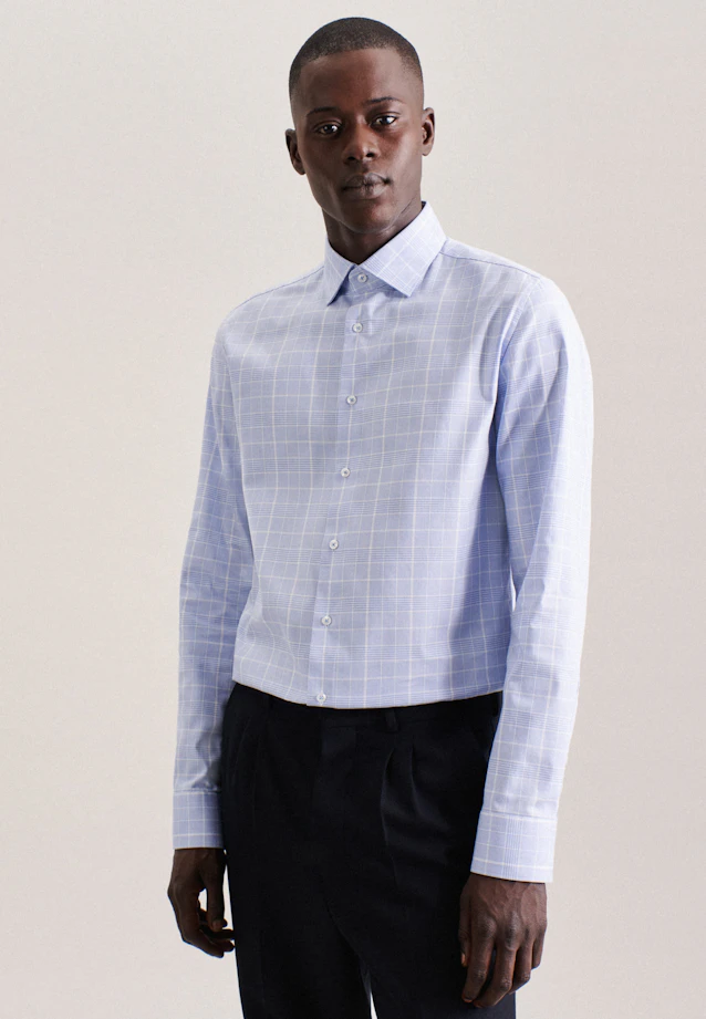 Shaped Business Hemd Karo in Hellblau |  Seidensticker Onlineshop