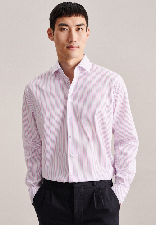 Non-iron Poplin Business Shirt in Shaped with Kent-Collar in Pink | Seidensticker online shop