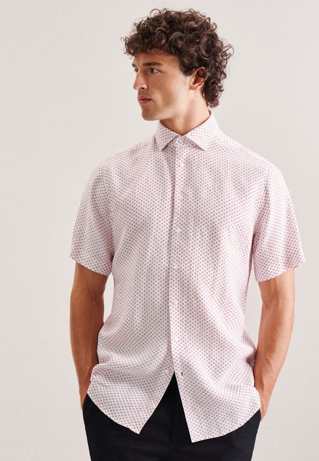 Linen Short sleeve Business Shirt in Regular with Kent-Collar in Red | Seidensticker Onlineshop