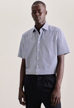 Regular Business Hemd Druck in Mittelblau |  Seidensticker Onlineshop