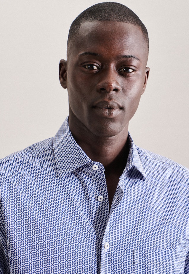 Regular Business Hemd Druck in Mittelblau |  Seidensticker Onlineshop