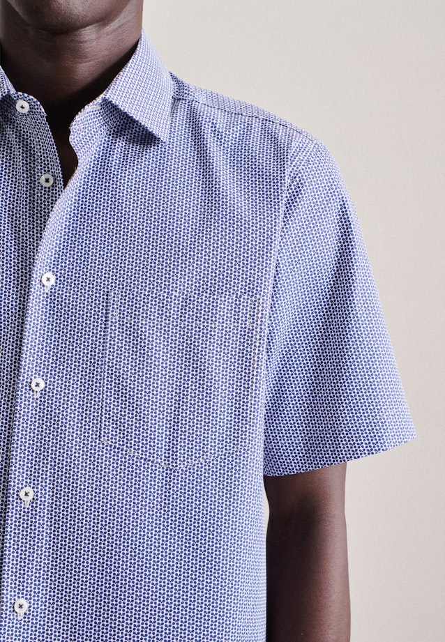 Regular Business Hemd Druck in Mittelblau |  Seidensticker Onlineshop