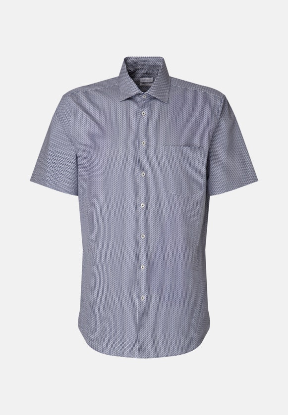 Regular Business Hemd Druck in Mittelblau |  Seidensticker Onlineshop