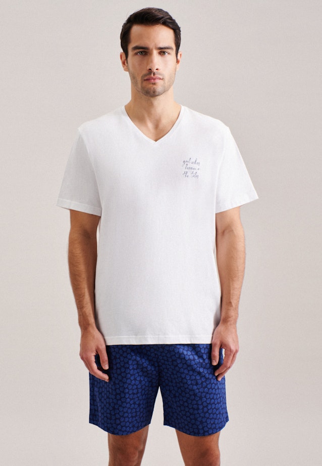Pyjama Regular Manche Courte Col En V in Blanc |  Seidensticker Onlineshop
