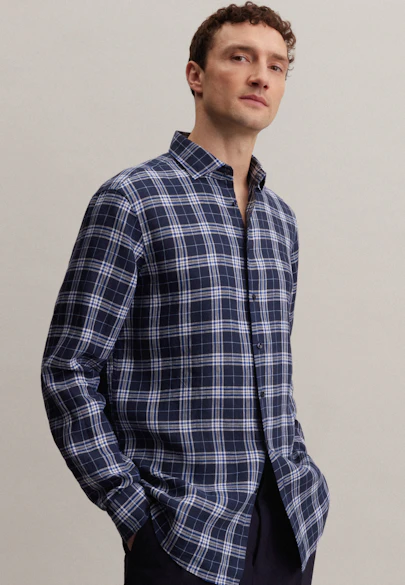 Regular Business Hemd Karo in Dunkelblau |  Seidensticker Onlineshop